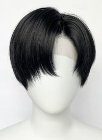 Jet Black Straight Lace Front Synthetic Men's Wig LF6050