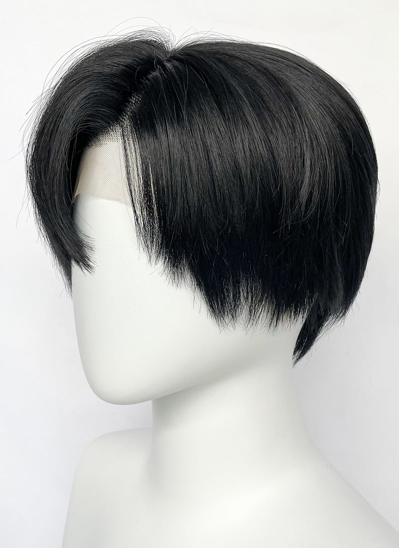 Jet Black Straight Lace Front Synthetic Men's Wig LF6050