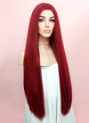 Straight Yaki Red Lace Front Synthetic Wig LF624A