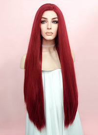 Straight Yaki Red Lace Front Synthetic Wig LF624A