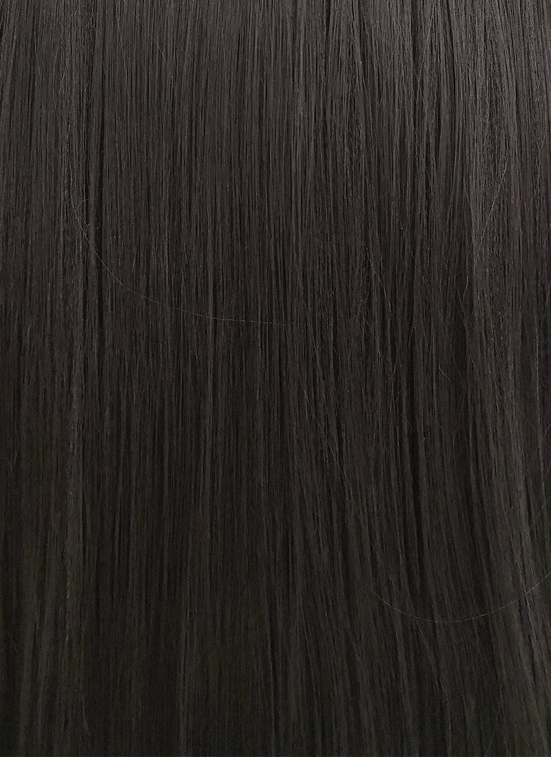 Straight Yaki Natural Black Lace Front Synthetic Wig LF701A