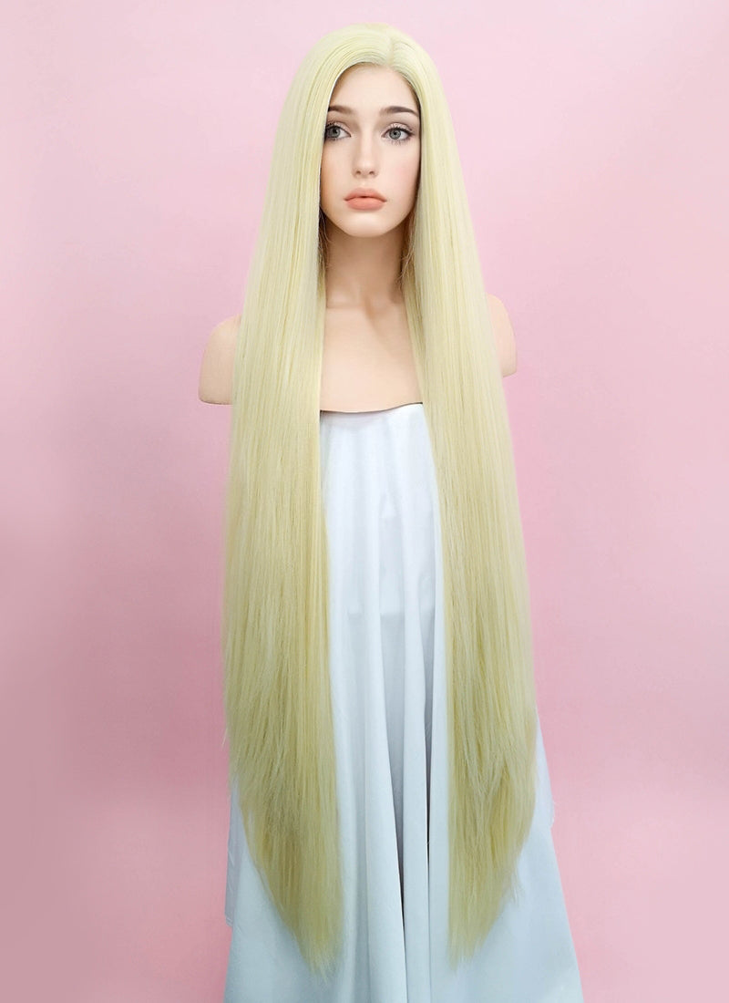 Straight Yaki Blonde Lace Front Synthetic Wig LF701E