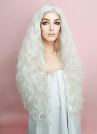 White Wavy Lace Front Synthetic Wig LF741B