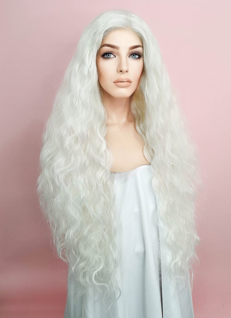 White Wavy Lace Front Synthetic Wig LF741B