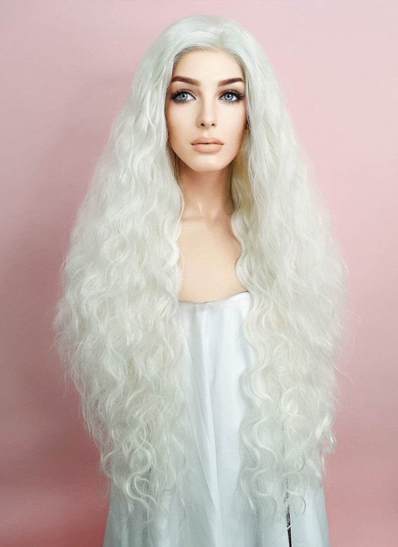 White Curly Lace Front Synthetic Wig LF741B