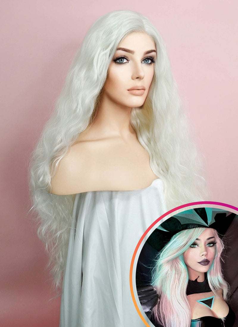 White Curly Lace Front Synthetic Wig LF741B