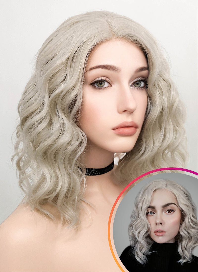 Pastel Blonde Wavy Bob Lace Front Synthetic Wig LF831B