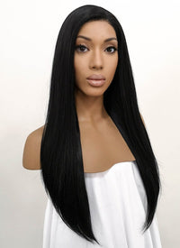 Straight Jet Black Lace Front Synthetic Wig LFB002