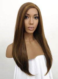 Brunette Straight Lace Front Synthetic Wig LFB006