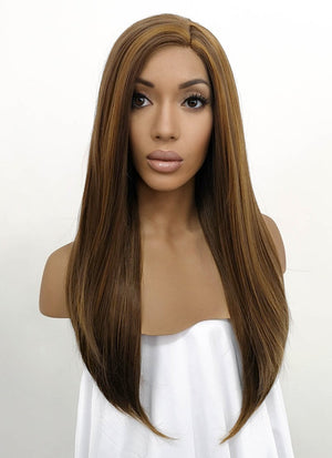 Brunette Straight Lace Front Synthetic Wig LFB006