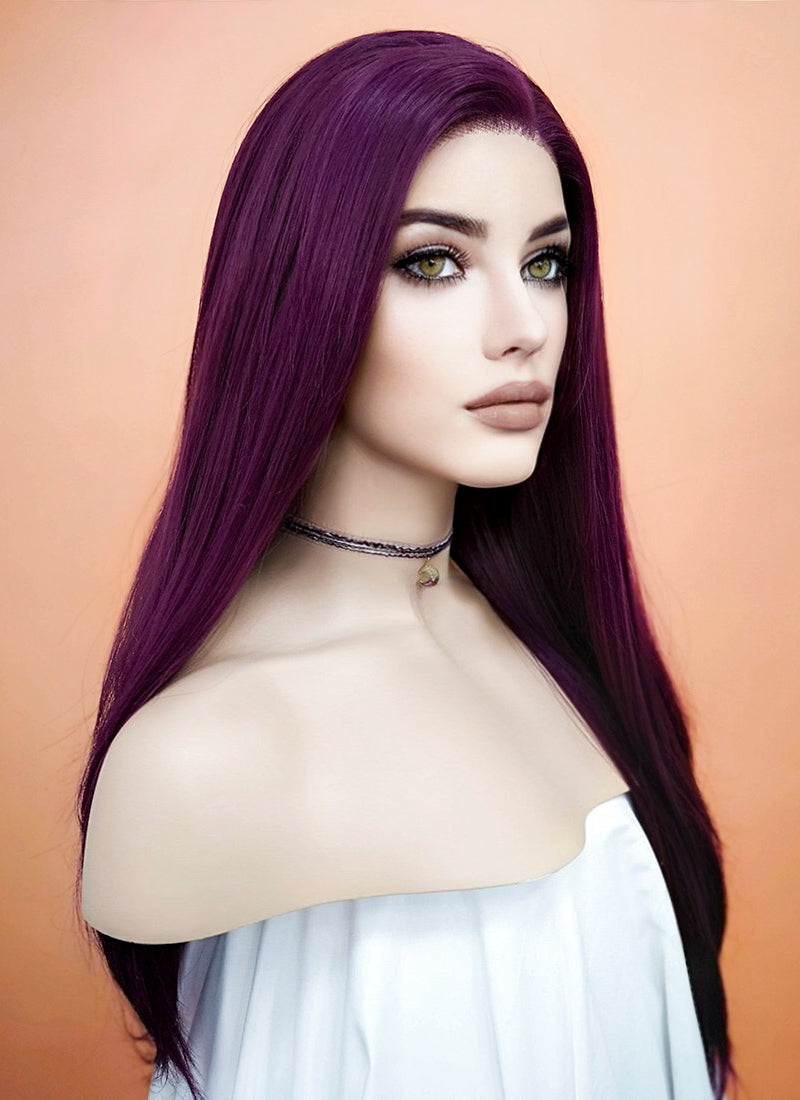 Straight Dark Purple Lace Front Synthetic Wig LF029