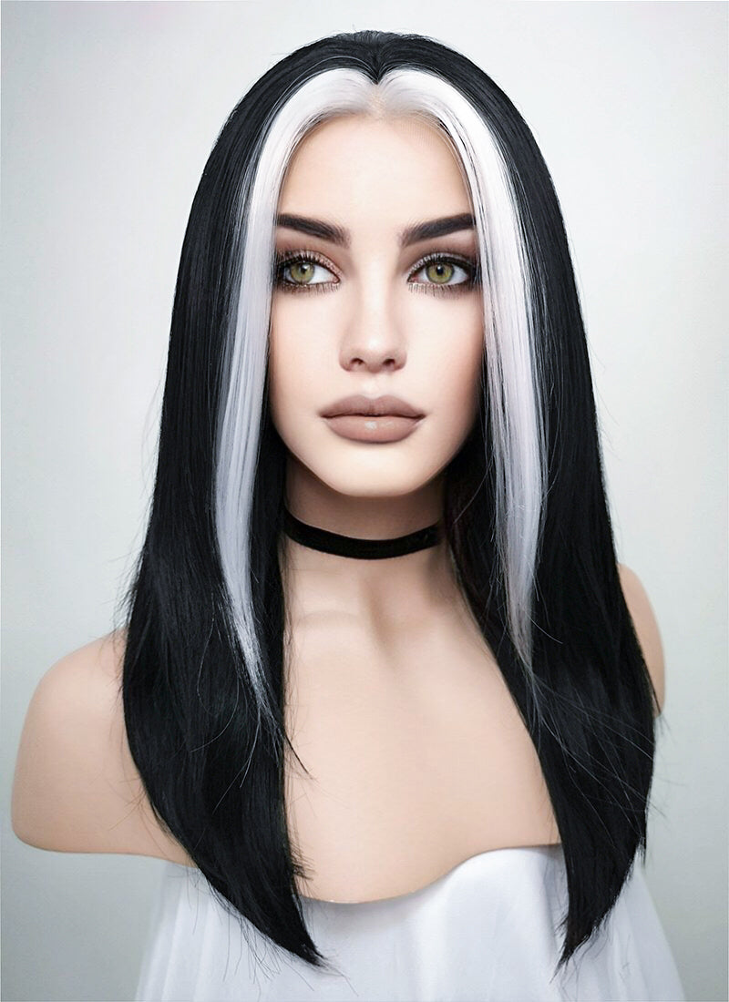 Black And White Money Piece Star Wars Ysanne Isard Straight Lace Front Synthetic Wig LF1605