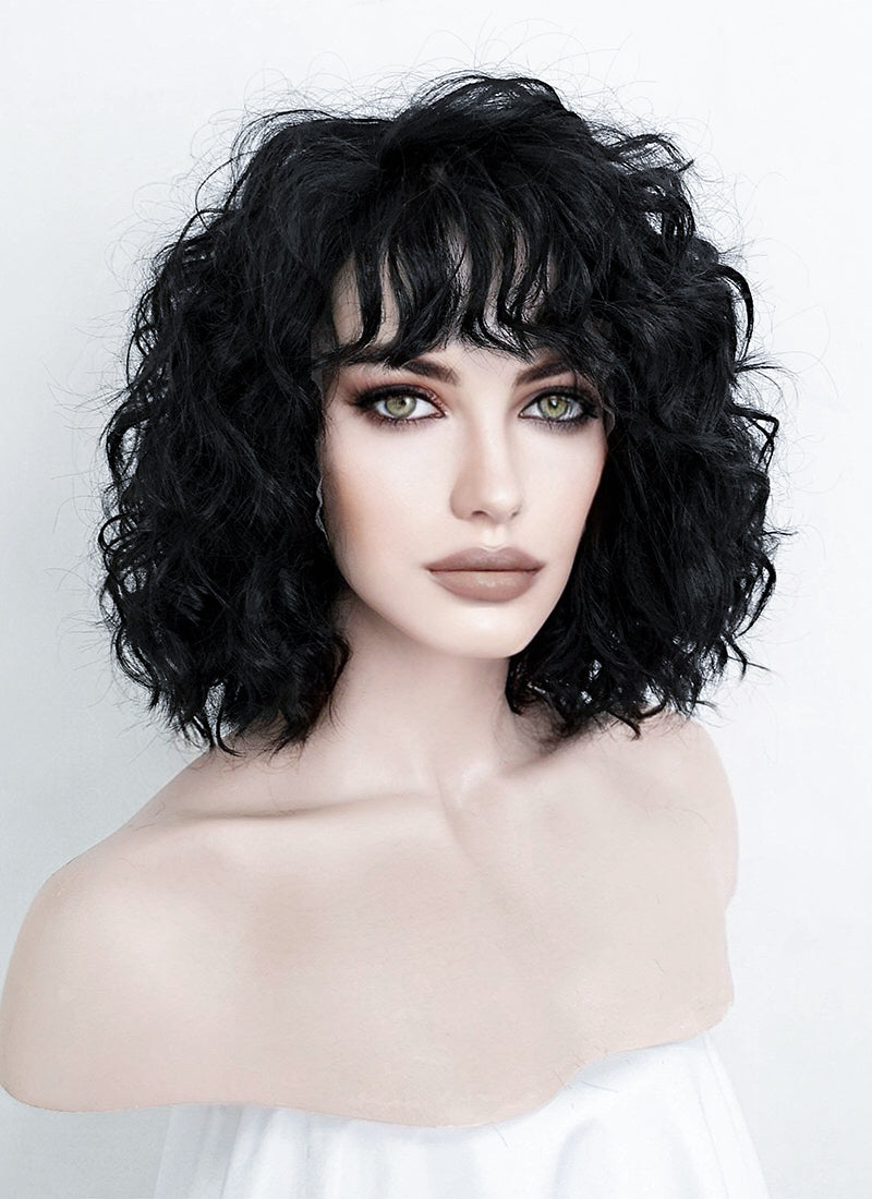Black Spiral Curly Lace Front Synthetic Wig LF166A
