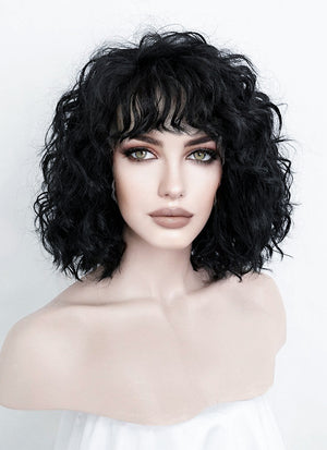 Black Spiral Curly Lace Front Synthetic Wig LF166A