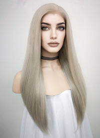 Pastel Blondish Grey Straight Lace Front Synthetic Wig LF238