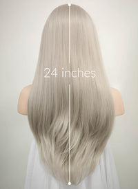 Pastel Blondish Grey Straight Lace Front Synthetic Wig LF238