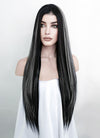 Black Mixed Grey Straight Lace Front Kanekalon Synthetic Wig LF3257