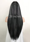 Black Mixed Grey Straight Lace Front Kanekalon Synthetic Wig LF3257