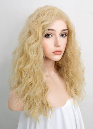Light Blonde Curly Lace Front Synthetic Wig LFK5514