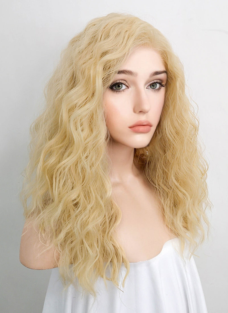 Light Blonde Curly Lace Front Synthetic Wig LFK5514