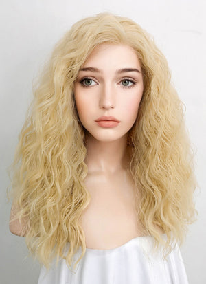Light Blonde Curly Lace Front Synthetic Wig LFK5514