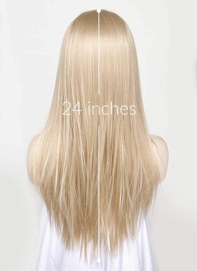 Ash Blonde Straight Layered Hush Cut Lace Front Synthetic Wig LFK5536A