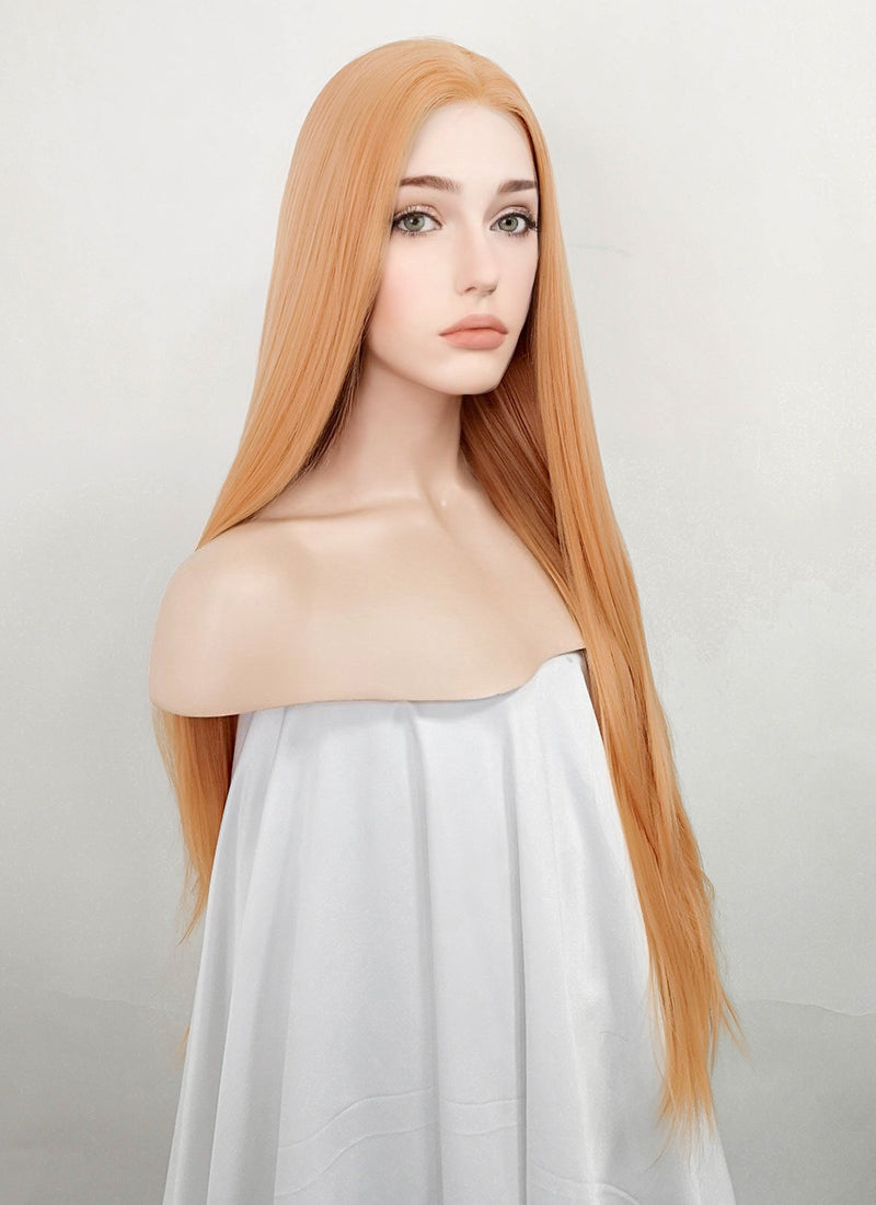 Pastel Orange Straight Lace Front Synthetic Wig LFK5537