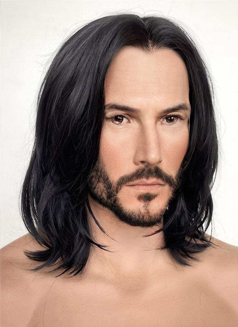 John Wick Black Wavy Lace Front Synthetic Men's Wig LFK5543