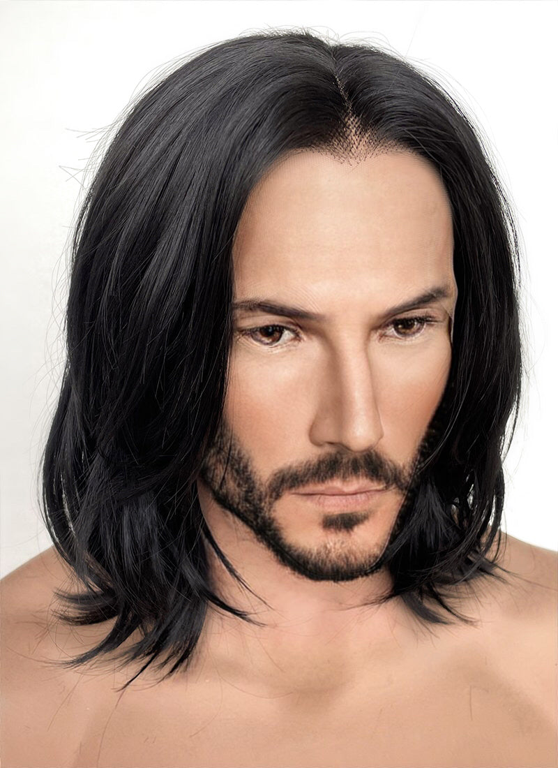 John Wick Black Wavy Lace Front Synthetic Men's Wig LFK5543