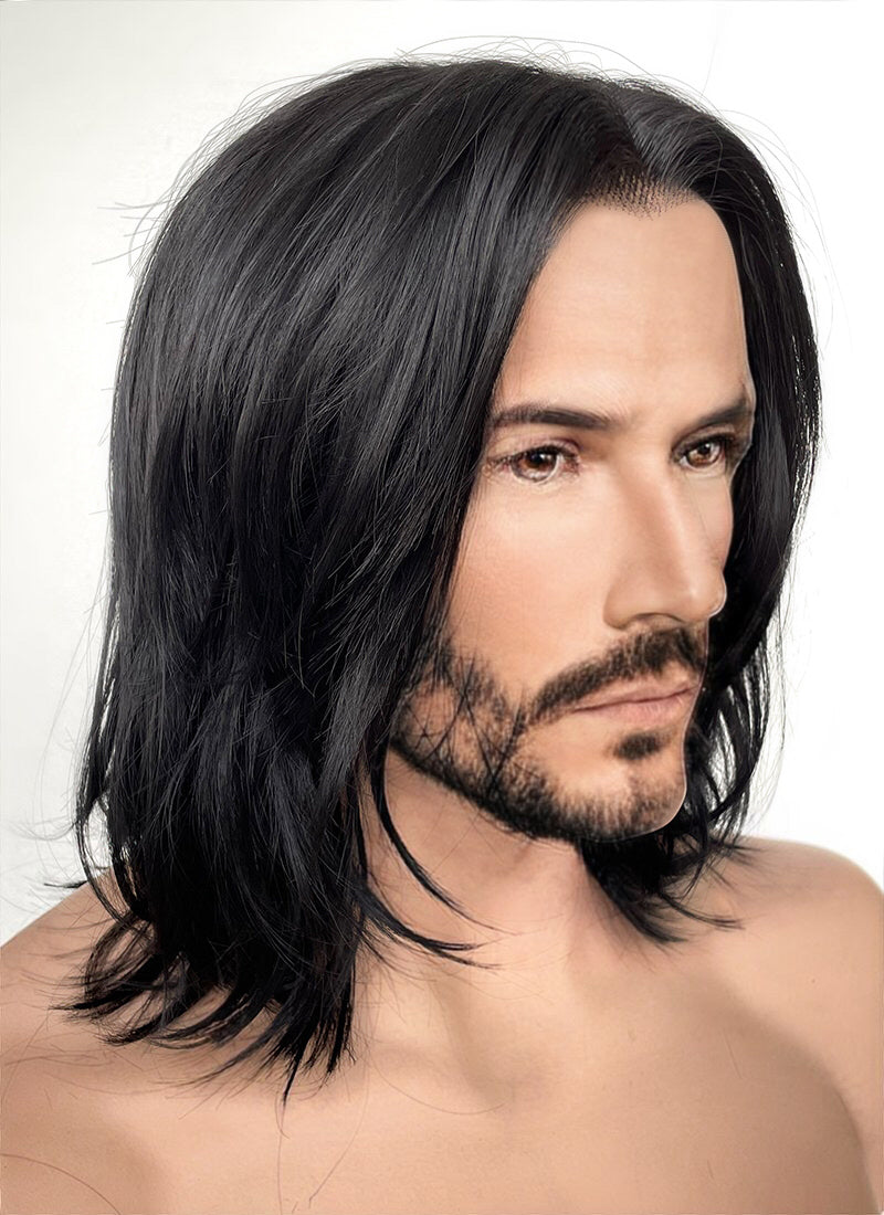 John Wick Black Wavy Lace Front Synthetic Men's Wig LFK5543