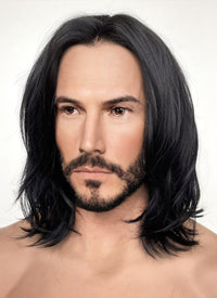 John Wick Black Wavy Lace Front Synthetic Men's Wig LFK5543