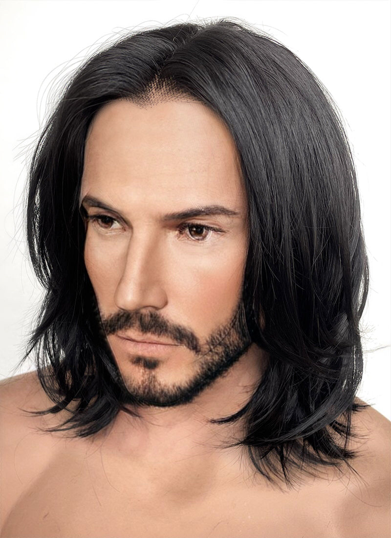 John Wick Black Wavy Lace Front Synthetic Men's Wig LFK5543