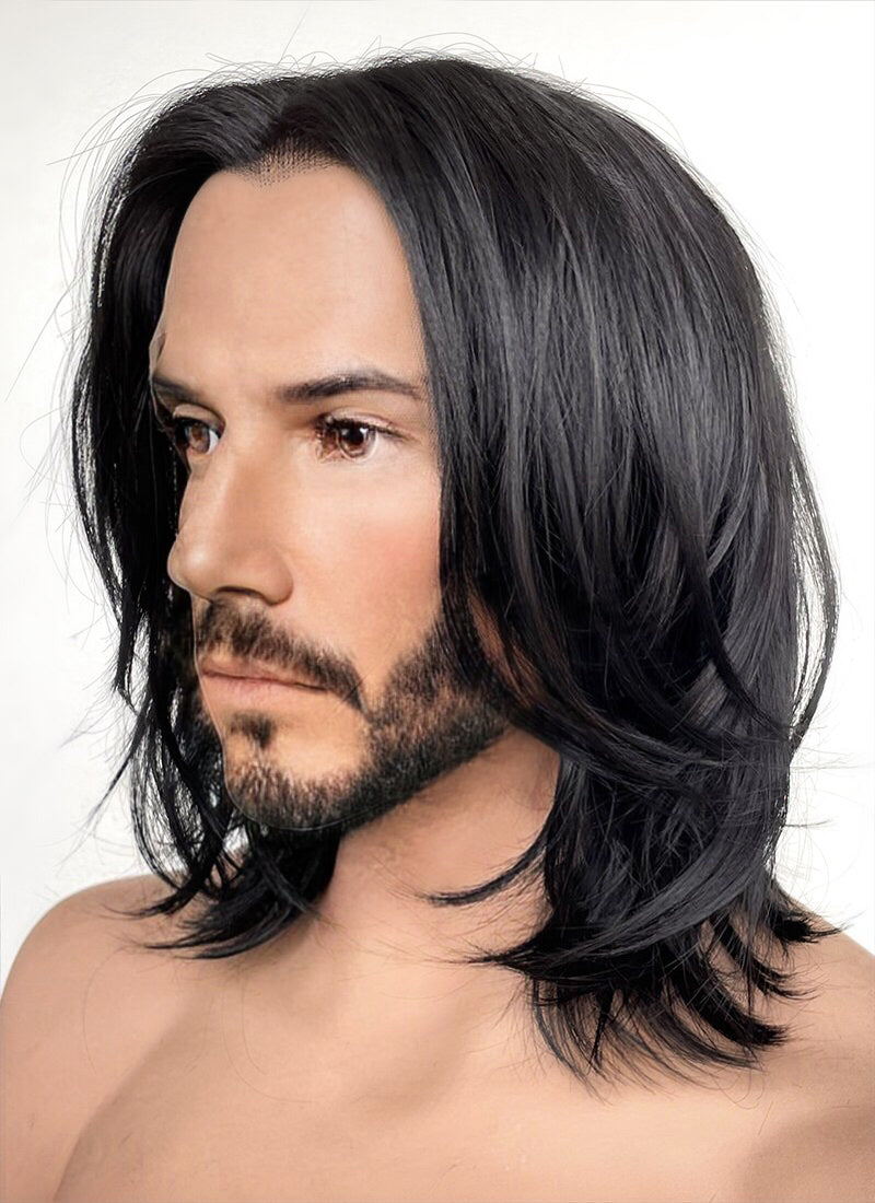 John Wick Black Wavy Lace Front Synthetic Men's Wig LFK5543