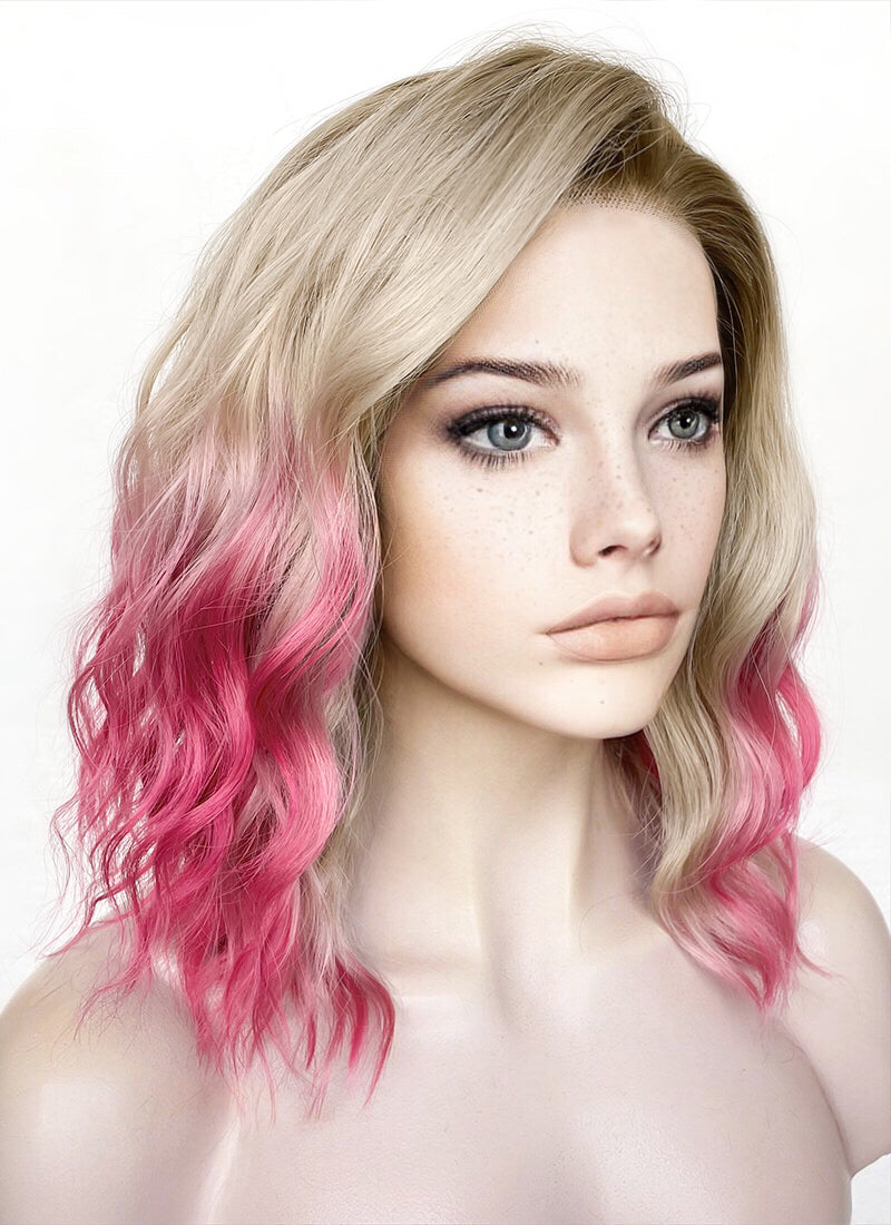 Blonde to Pink Wavy Simplistic Hair