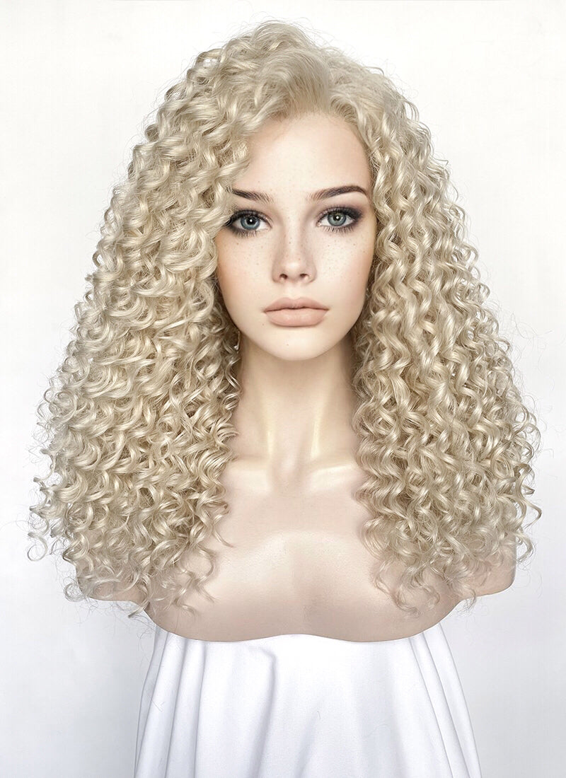 Ash Blonde Curly Lace Front Synthetic Wig LFK5553