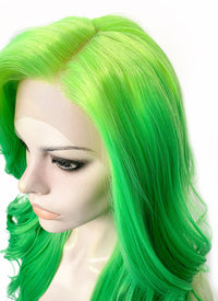 Yellow Green Ombre Wavy Lace Front Synthetic Hair Wig LFK5557