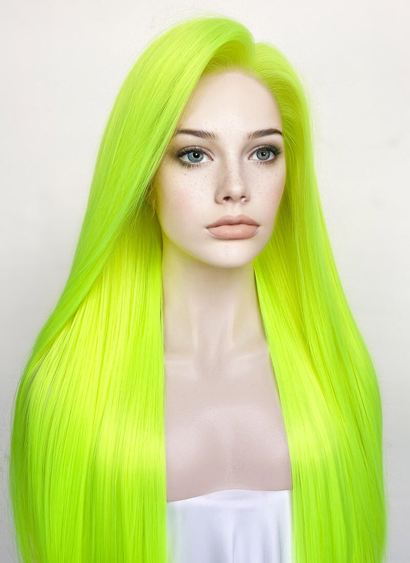 Neon Green Straight  13" x 6" Lace Top Synthetic Wig LFS020