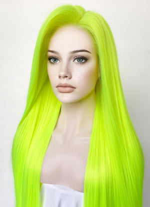 Neon Green Straight  13" x 6" Lace Top Synthetic Wig LFS020