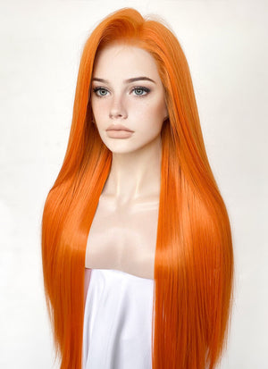 Orange Straight 13" x 6" Lace Top Kanekalon Synthetic Wig LFS025