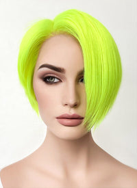 Neon Green Straight Bob 13" x 6" Lace Top Synthetic Wig LFS032