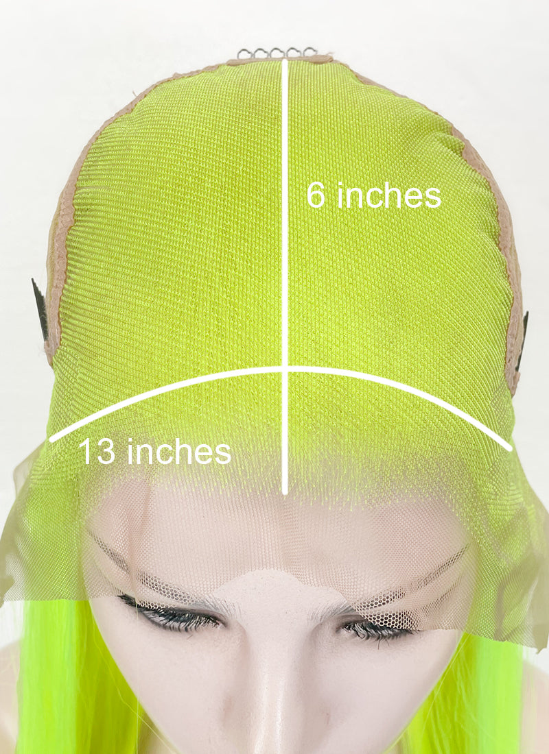 Neon Green Straight Bob 13" x 6" Lace Top Synthetic Wig LFS032