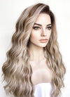 Blonde Mixed Brown With Dark Roots Wavy 13" x 6" Lace Top Kanekalon Synthetic Hair Wig LFS033