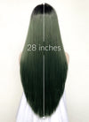 Swamp Green With Dark Roots Straight Yaki Lace Front Synthetic Wig LN6024