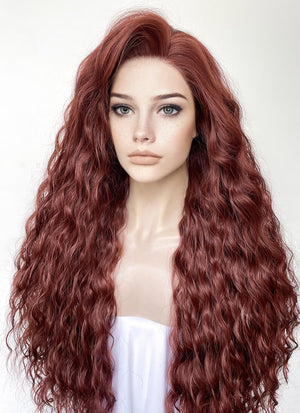 Reddish Brown Curly Lace Front Synthetic Wig LN6027