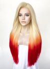 Blonde Yellow Red Ombre Straight Lace Front Synthetic Hair Wig LN6030