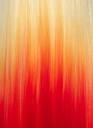 Blonde Yellow Red Ombre Straight Lace Front Synthetic Hair Wig LN6030