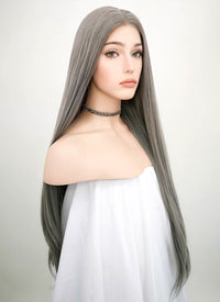 Straight Silver Grey Lace Front Synthetic Wig LW150A