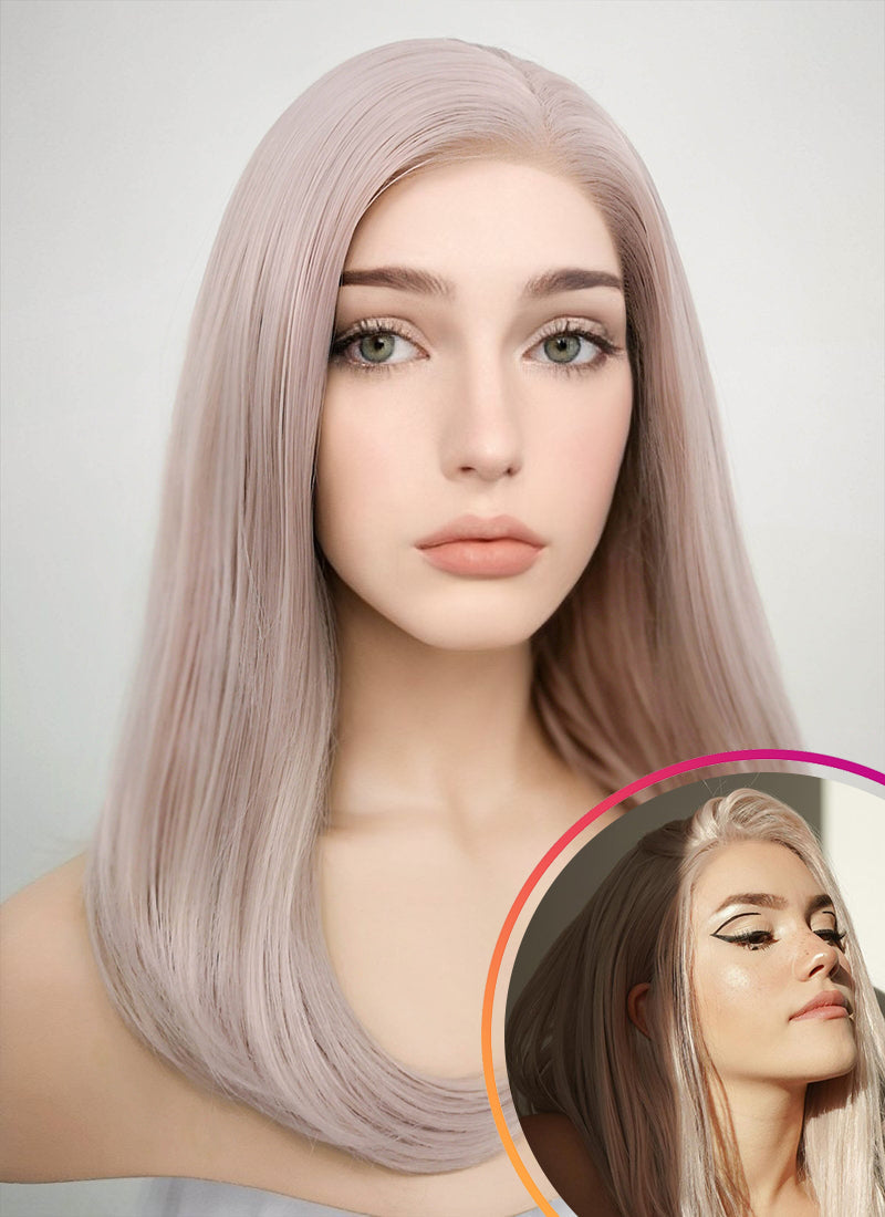Pastel Pale Plum Straight Lace Front Synthetic Wig LW1514A