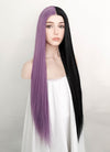 Purple Black Split Gemini Color Straight Lace Front Synthetic Wig LW1531I