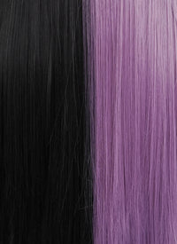 Purple Black Split Gemini Color Straight Lace Front Synthetic Wig LW1531I